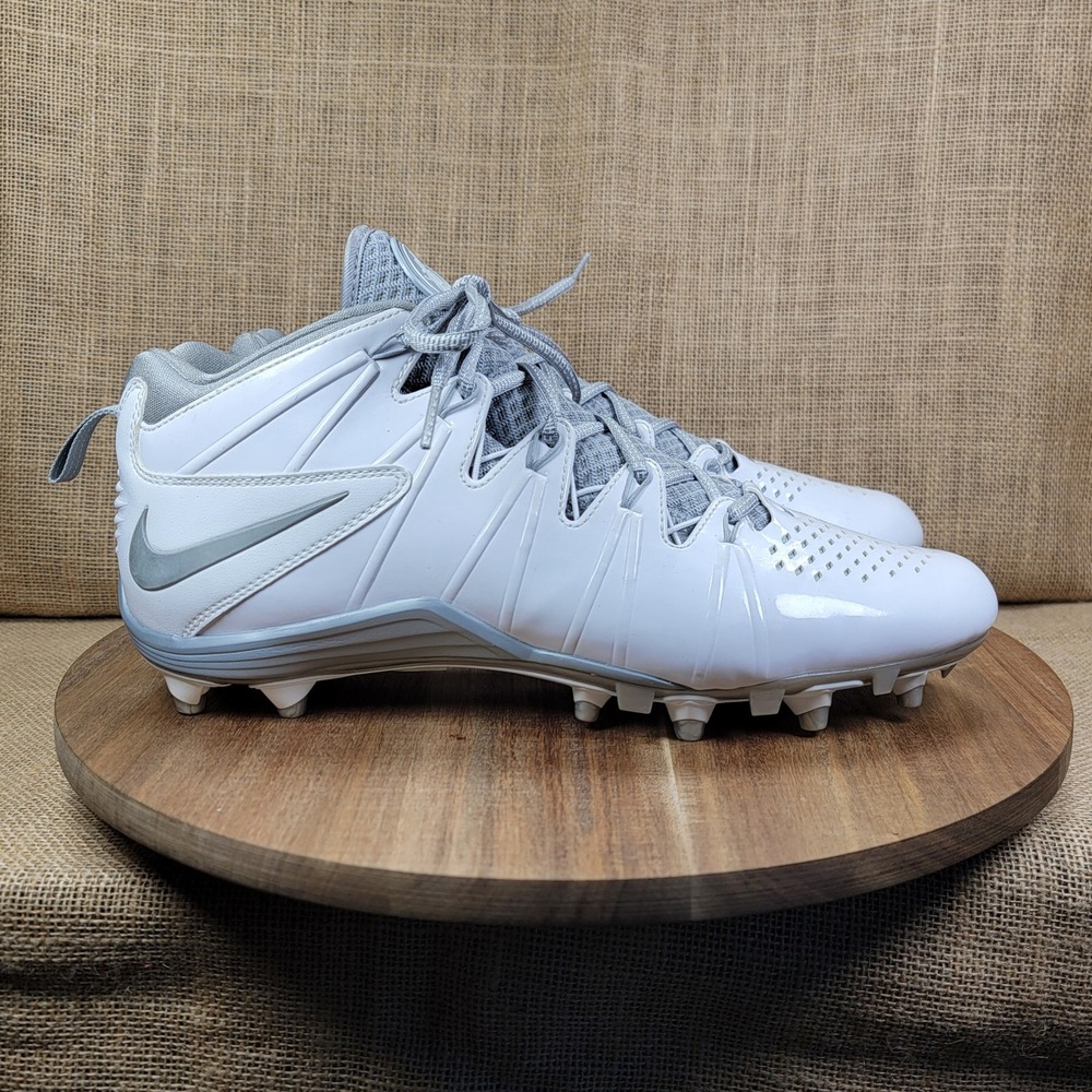 Nike Huarache 4 LX Lacrosse Cleats White Silver Molded Performance Men's 11.5